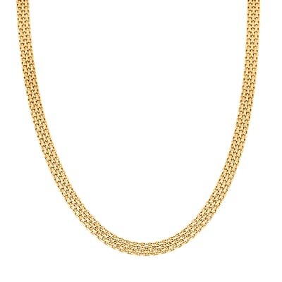 Italian Diamond-Cut Bismark Chain Necklace in 14K Yellow Gold Over Sterling Silver 8.28 Grams 20 Inches