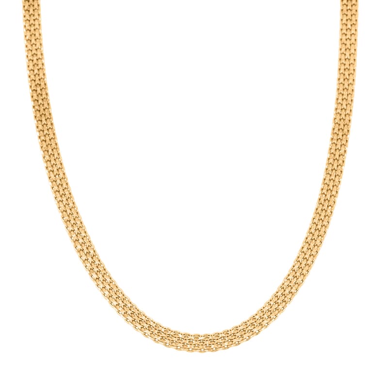 Italian Diamond-Cut Bismark Chain Necklace in 14K Yellow Gold Over Sterling Silver 8.28 Grams 20 Inches