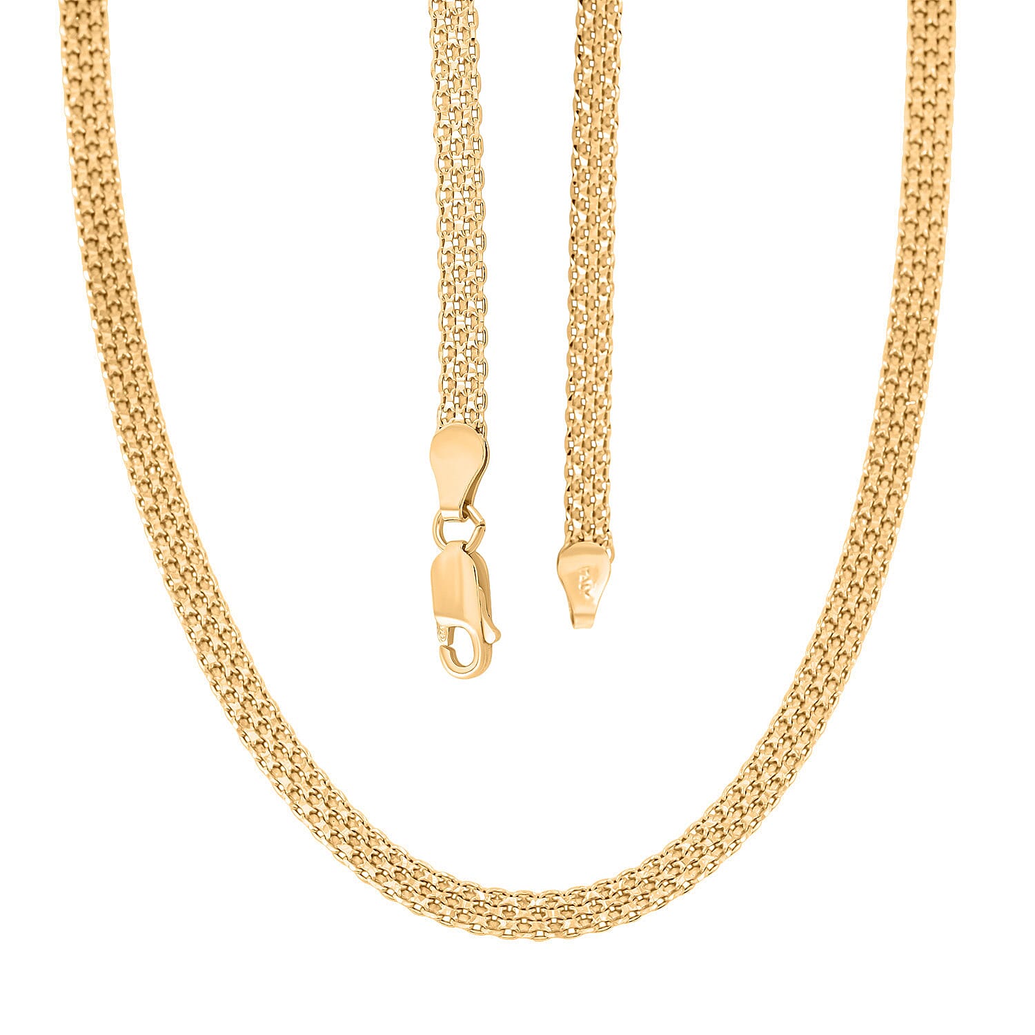 Italian Diamond-Cut Bismark Chain Necklace in 14K Yellow Gold Over Sterling Silver 8.28 Grams 20 Inches