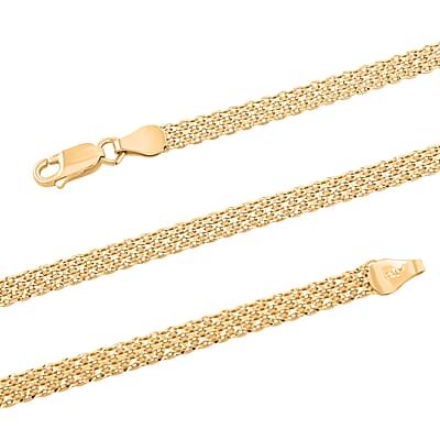 Italian Diamond-Cut Bismark Chain Necklace in 14K Yellow Gold Over Sterling Silver 8.28 Grams 20 Inches