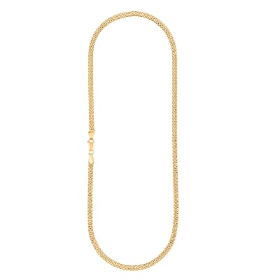 Italian Diamond-Cut Bismark Chain Necklace in 14K Yellow Gold Over Sterling Silver 8.28 Grams 20 Inches