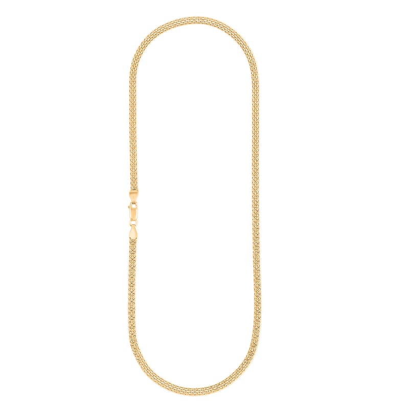 Italian Diamond-Cut Bismark Chain Necklace in 14K Yellow Gold Over Sterling Silver 8.28 Grams 20 Inches
