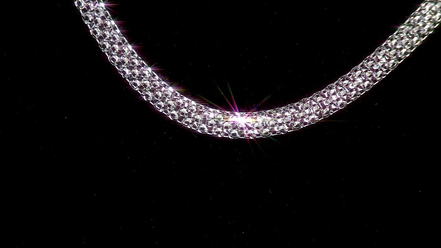 Italian Diamond-Cut Bismark Chain Necklace in Rhodium Over Sterling Silver 8.14 Grams 20 Inches