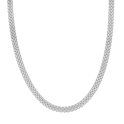 Italian Diamond-Cut Bismark Chain Necklace in Rhodium Over Sterling Silver 8.14 Grams 20 Inches