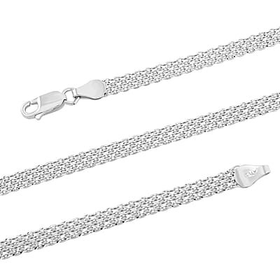 Italian Diamond-Cut Bismark Chain Necklace in Rhodium Over Sterling Silver 8.14 Grams 20 Inches