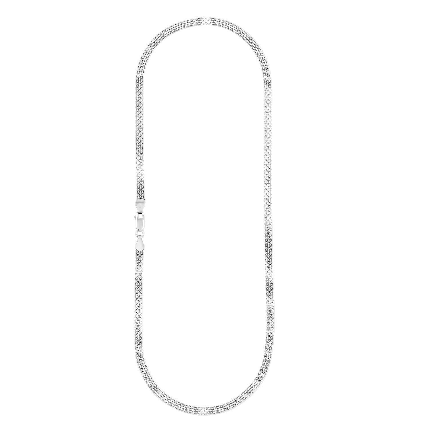 Italian Diamond-Cut Bismark Chain Necklace in Rhodium Over Sterling Silver 8.14 Grams 20 Inches