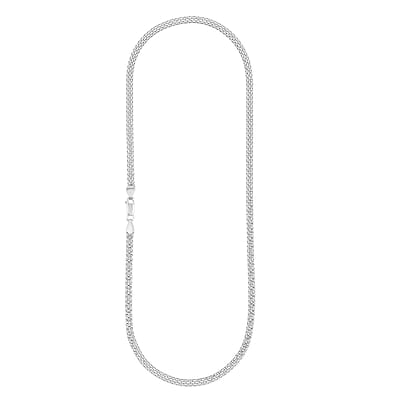 Italian Diamond-Cut Bismark Chain Necklace in Rhodium Over Sterling Silver 8.14 Grams 20 Inches