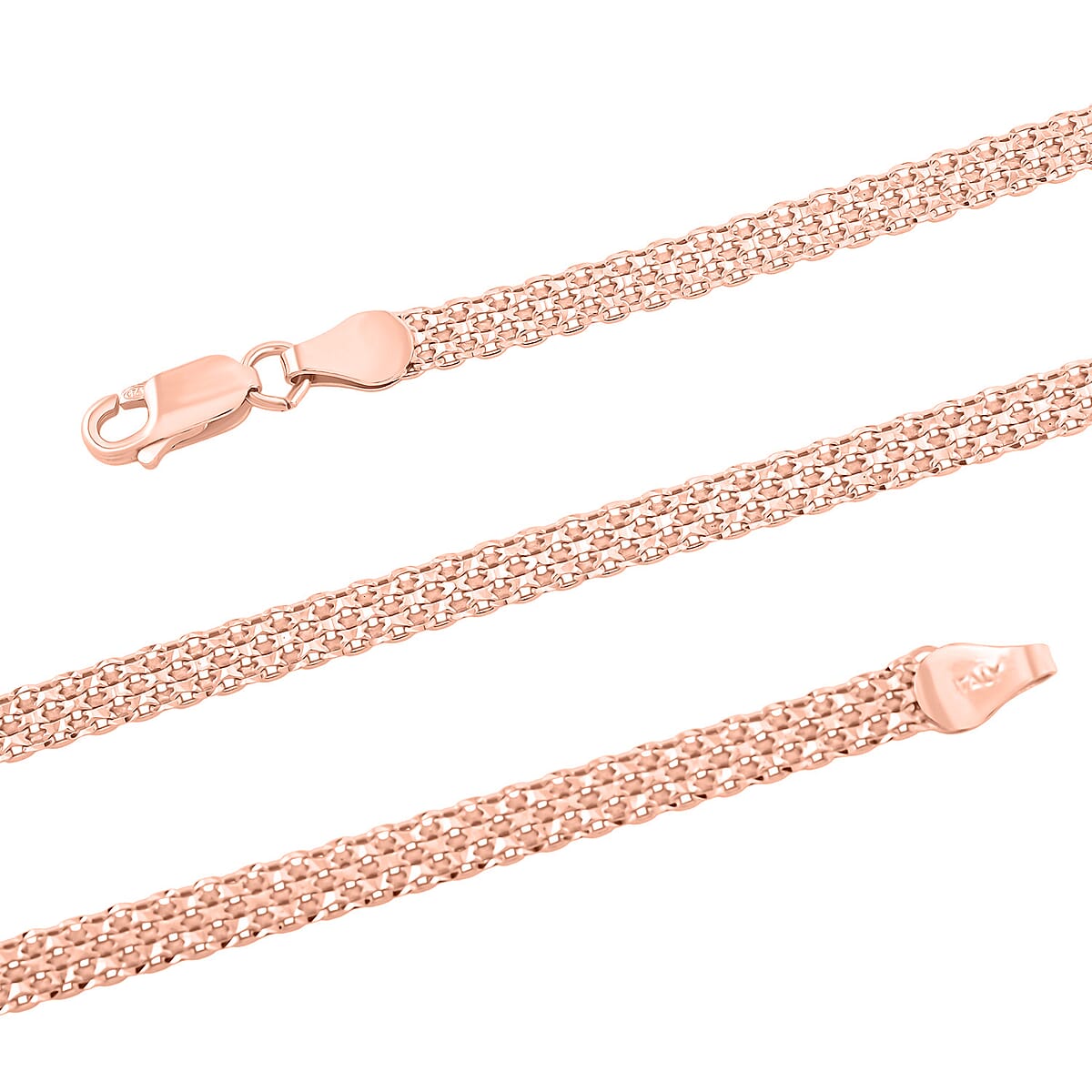 Italian Chain Necklace in 14K Rose Gold Over Sterling Silver 8.55 Grams 20 Inches image number 4