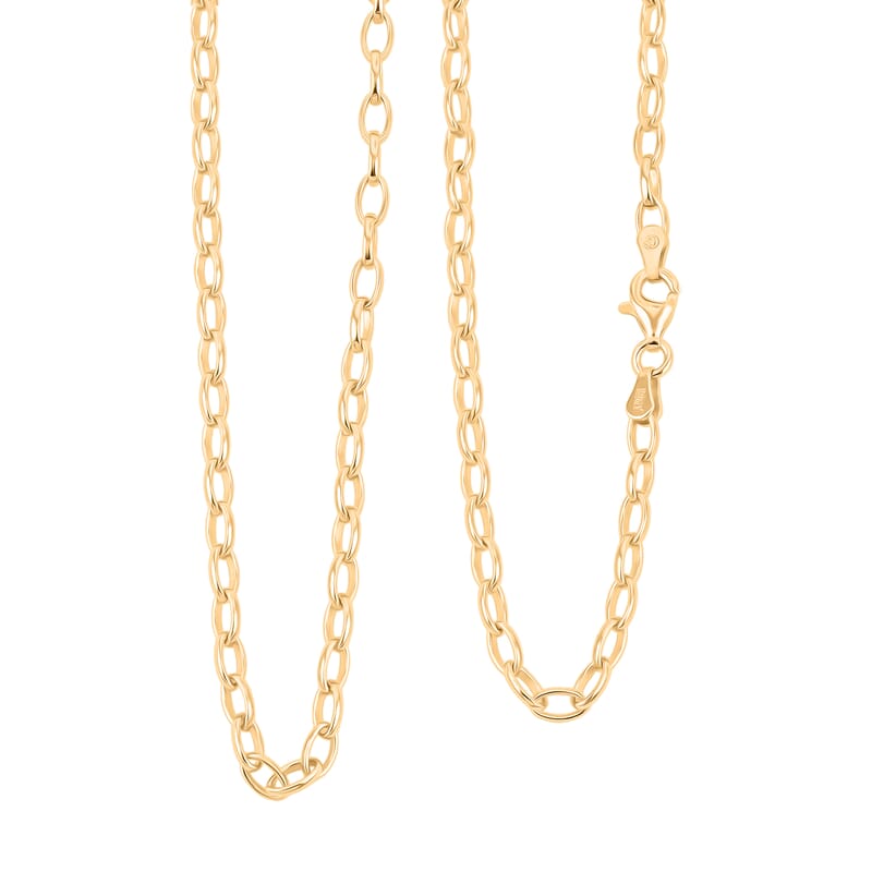 Italian Link Chain Necklace in 14K Yellow Gold Over Sterling Silver 8.80 Grams 20 Inches