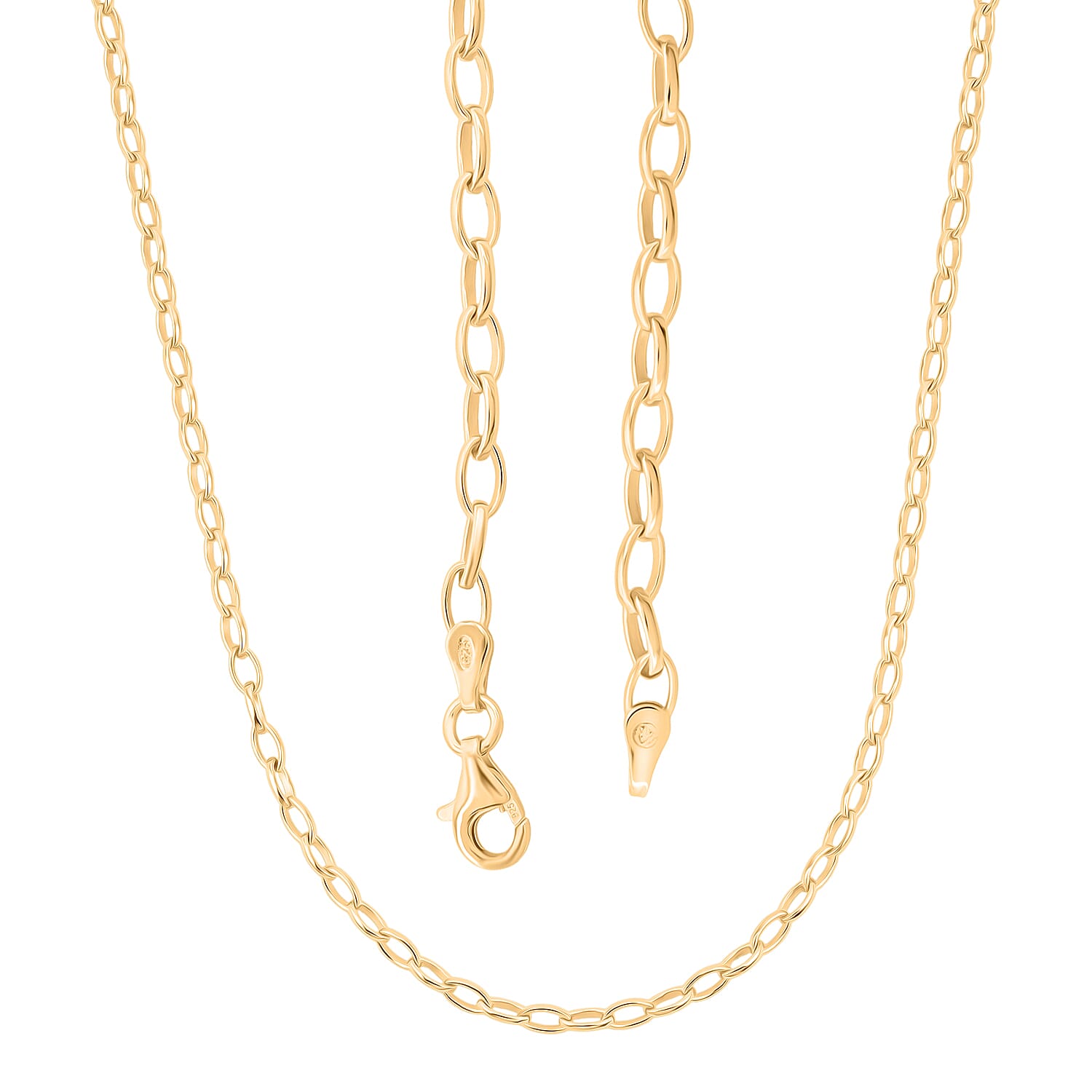 Italian Link Chain Necklace in 14K Yellow Gold Over Sterling Silver 8.80 Grams 20 Inches
