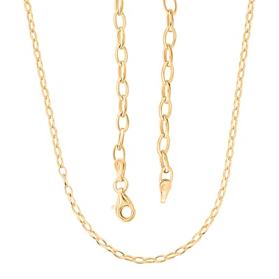 Italian Link Chain Necklace in 14K Yellow Gold Over Sterling Silver 8.80 Grams 20 Inches