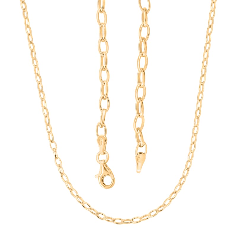 Italian Link Chain Necklace in 14K Yellow Gold Over Sterling Silver 8.80 Grams 20 Inches