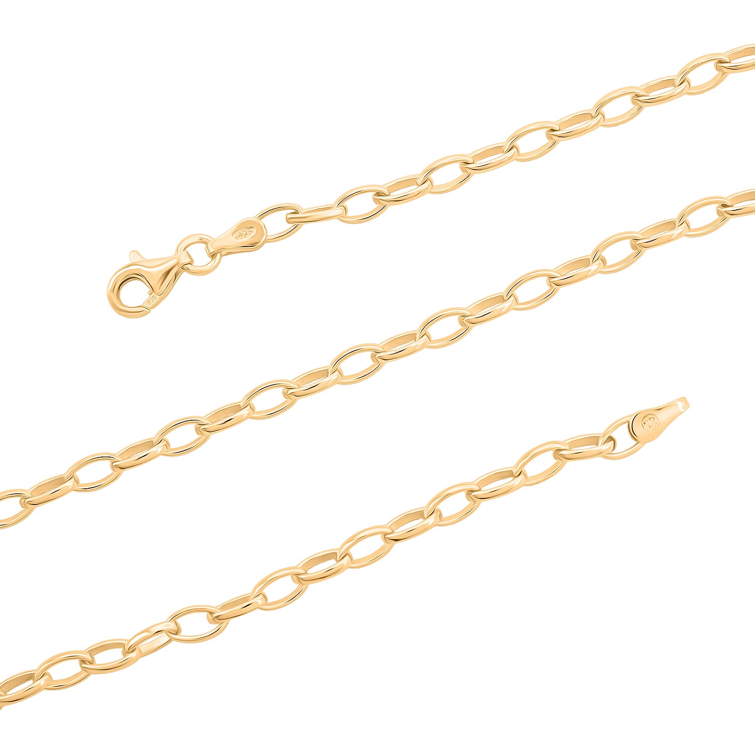 Italian Link Chain Necklace in 14K Yellow Gold Over Sterling Silver 8.80 Grams 20 Inches