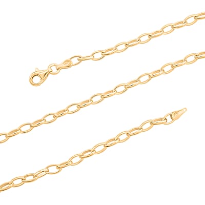 Italian Link Chain Necklace in 14K Yellow Gold Over Sterling Silver 8.80 Grams 20 Inches