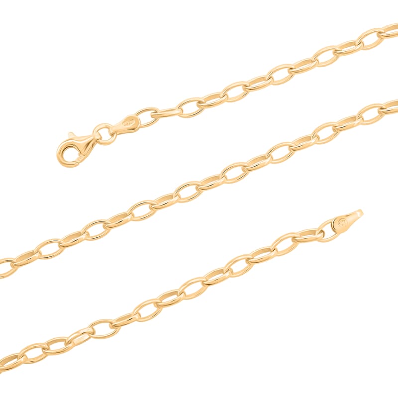Italian Link Chain Necklace in 14K Yellow Gold Over Sterling Silver 8.80 Grams 20 Inches