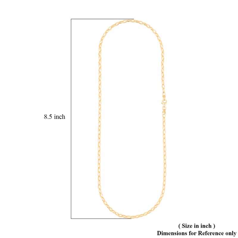 Italian Link Chain Necklace in 14K Yellow Gold Over Sterling Silver 8.80 Grams 20 Inches