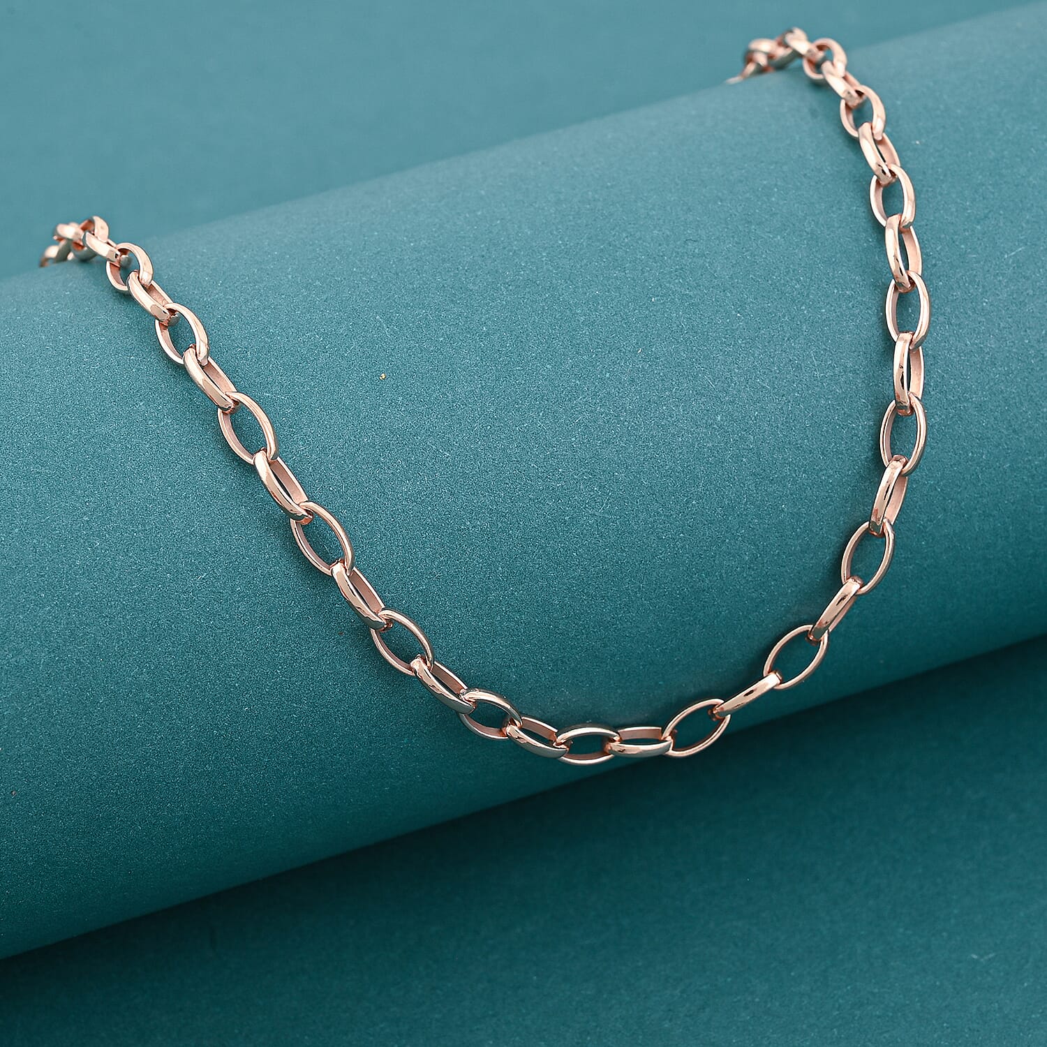 Italian Link Chain Necklace in 14K Rose Gold Over Sterling Silver 8 Grams 20 Inches