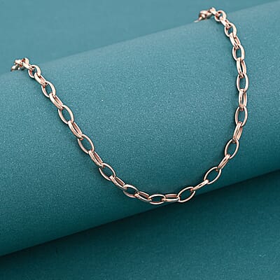 Italian Link Chain Necklace in 14K Rose Gold Over Sterling Silver 8 Grams 20 Inches
