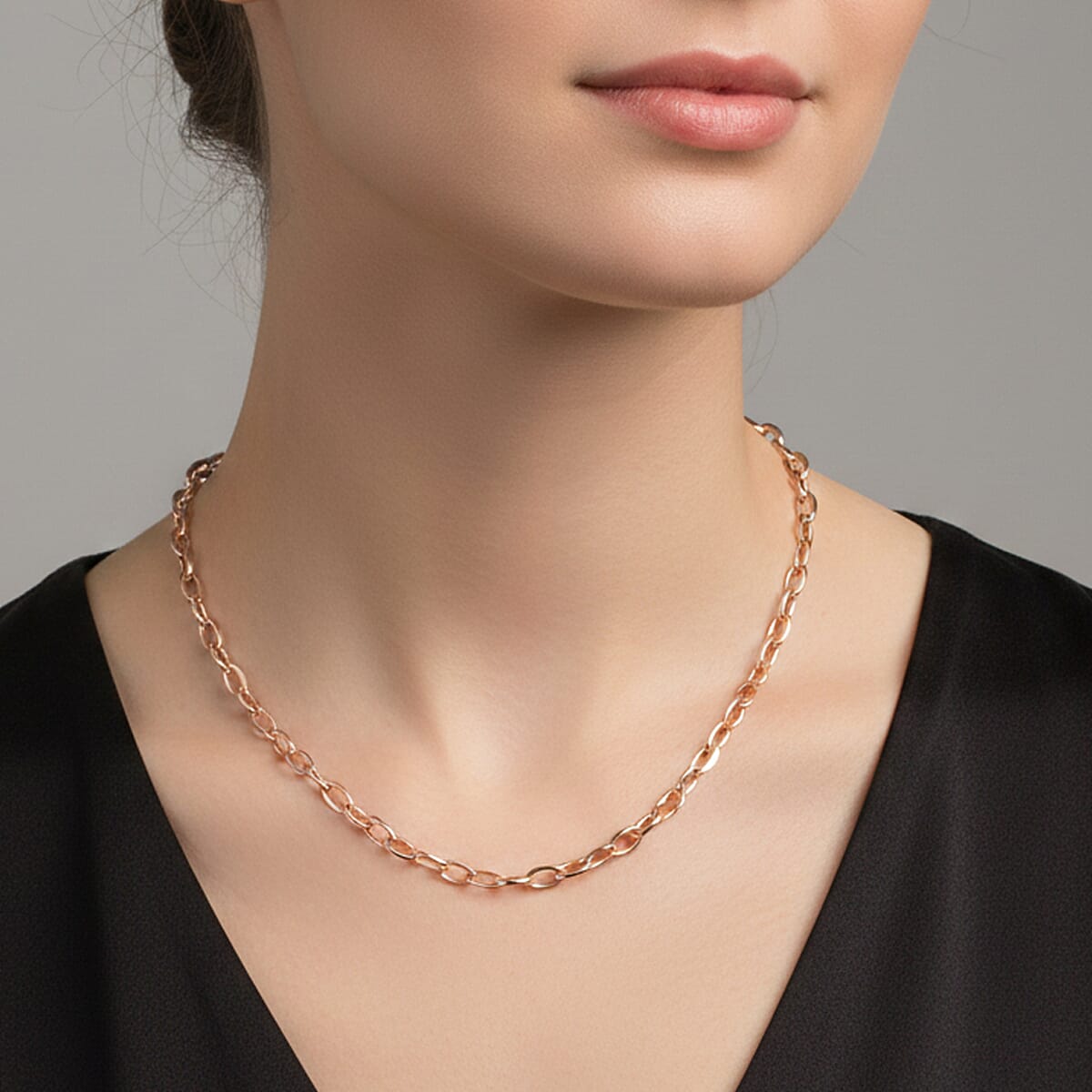 Italian Chain Necklace in 14K Rose Gold Over Sterling Silver 8 Grams 20 Inches image number 2