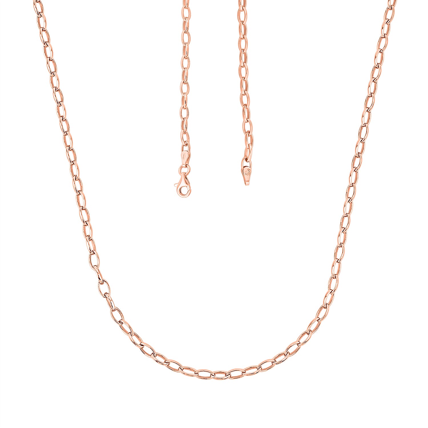 Italian Link Chain Necklace in 14K Rose Gold Over Sterling Silver 8 Grams 20 Inches