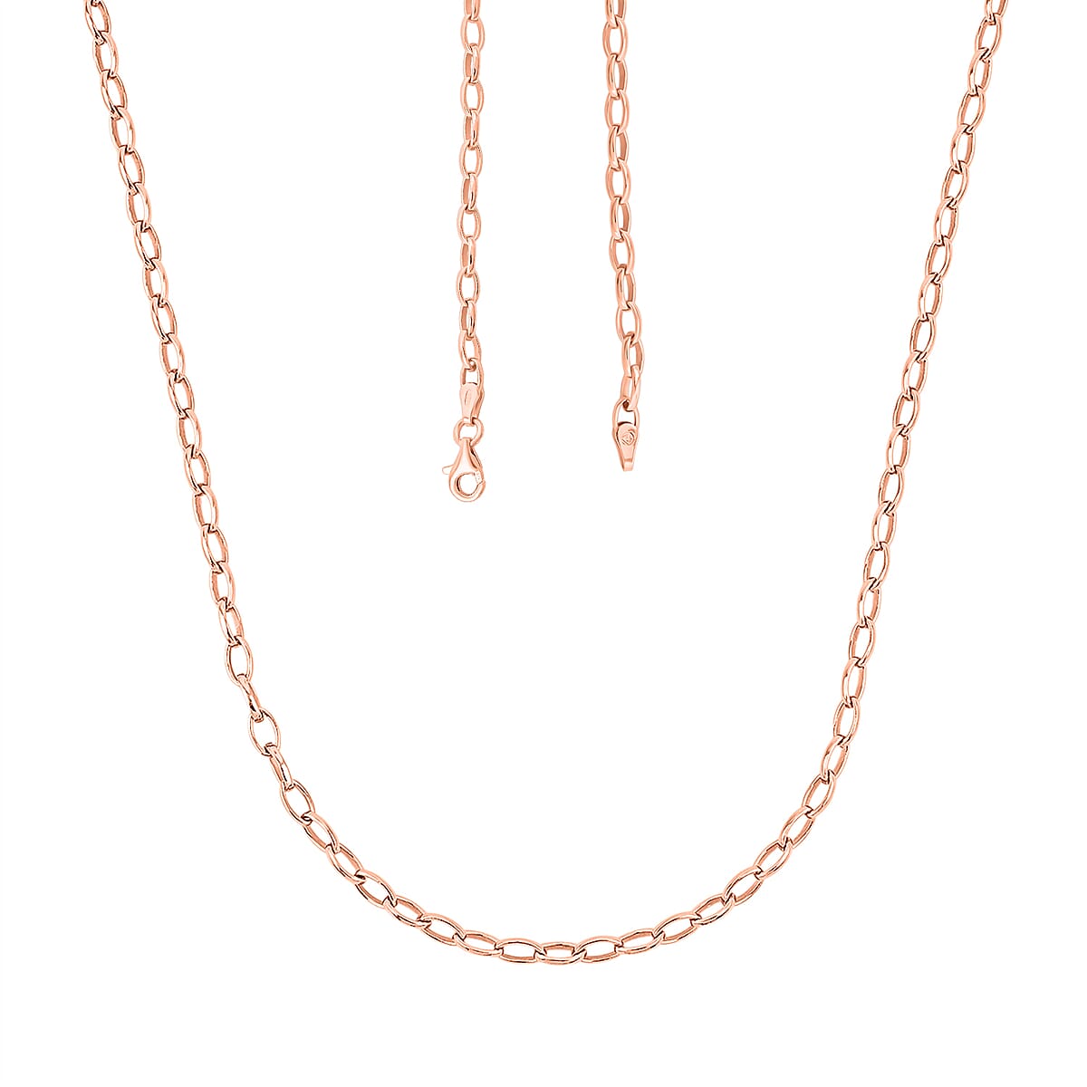 Italian Chain Necklace in 14K Rose Gold Over Sterling Silver 8 Grams 20 Inches image number 4