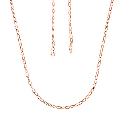Italian Link Chain Necklace in 14K Rose Gold Over Sterling Silver 8 Grams 20 Inches