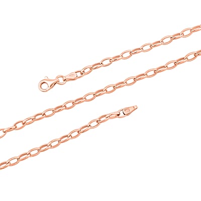 Italian Link Chain Necklace in 14K Rose Gold Over Sterling Silver 8 Grams 20 Inches