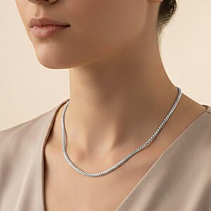 Italian Chain Necklace in Rhodium Over Sterling Silver 8.88 Grams 20 Inches