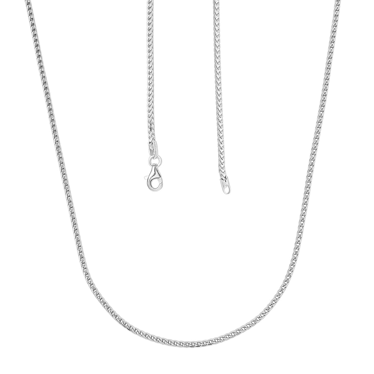 Italian Interlocking Link Chain Necklace in Rhodium Over Sterling Silver 8.88 Grams 20 Inches