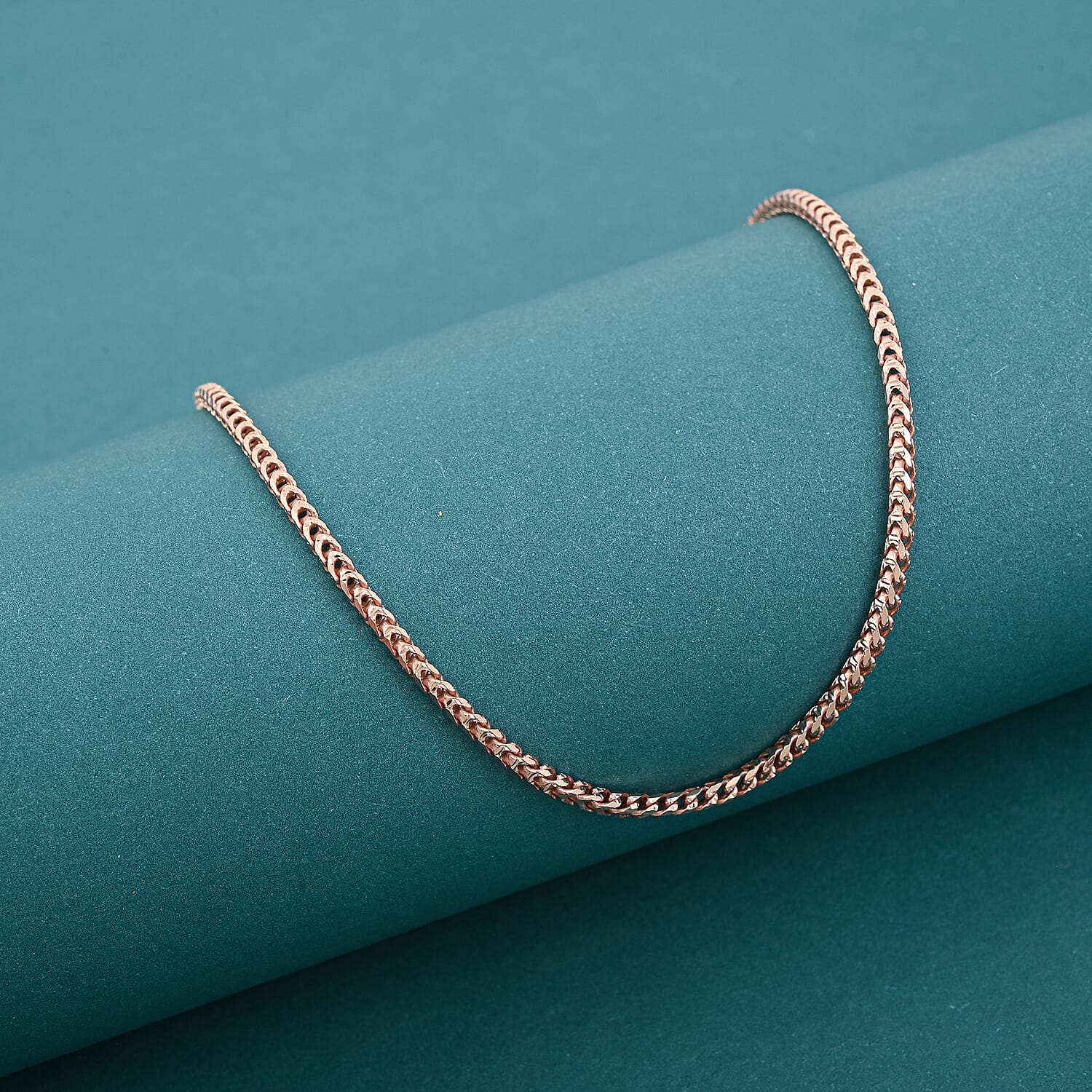 Italian Box Chain Necklace in 14K Rose Gold Over Sterling Silver 8.96 Grams 20 Inches