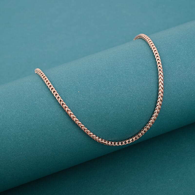 Italian Box Chain Necklace in 14K Rose Gold Over Sterling Silver 8.96 Grams 20 Inches