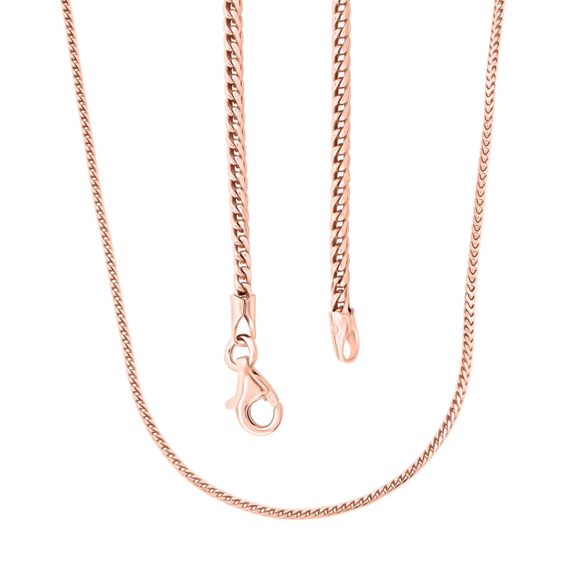 Italian Box Chain Necklace in 14K Rose Gold Over Sterling Silver 8.96 Grams 20 Inches