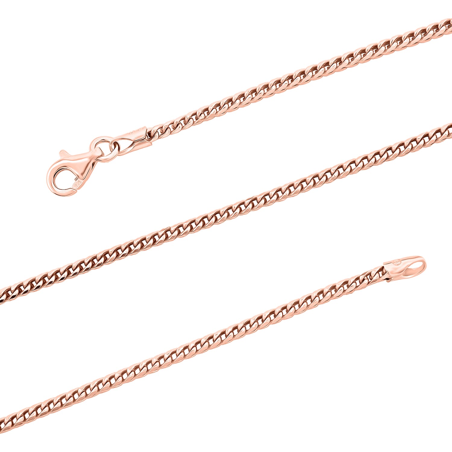 Italian Box Chain Necklace in 14K Rose Gold Over Sterling Silver 8.96 Grams 20 Inches