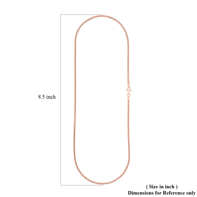 Italian Box Chain Necklace in 14K Rose Gold Over Sterling Silver 8.96 Grams 20 Inches