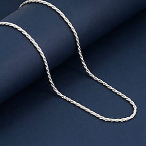Italian Chain Necklace in Rhodium Over Sterling Silver 8.69 Grams 20 Inches