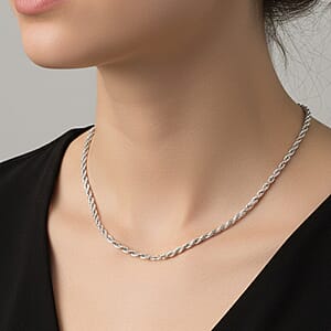 Italian Chain Necklace in Rhodium Over Sterling Silver 8.69 Grams 20 Inches
