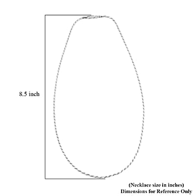 Italian Rope Chain Necklace in Rhodium Over Sterling Silver 8.69 Grams 20 Inches