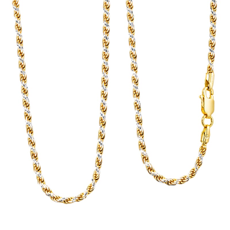 Italian Rope Chain Necklace in 14K YG Over and Sterling Silver 9.03 Grams 20 Inches