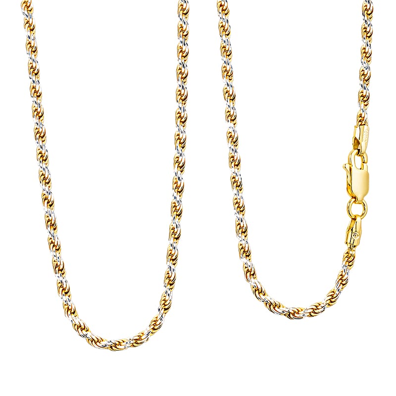 Italian Rope Chain Necklace in 14K YG Over and Sterling Silver 9.03 Grams 20 Inches