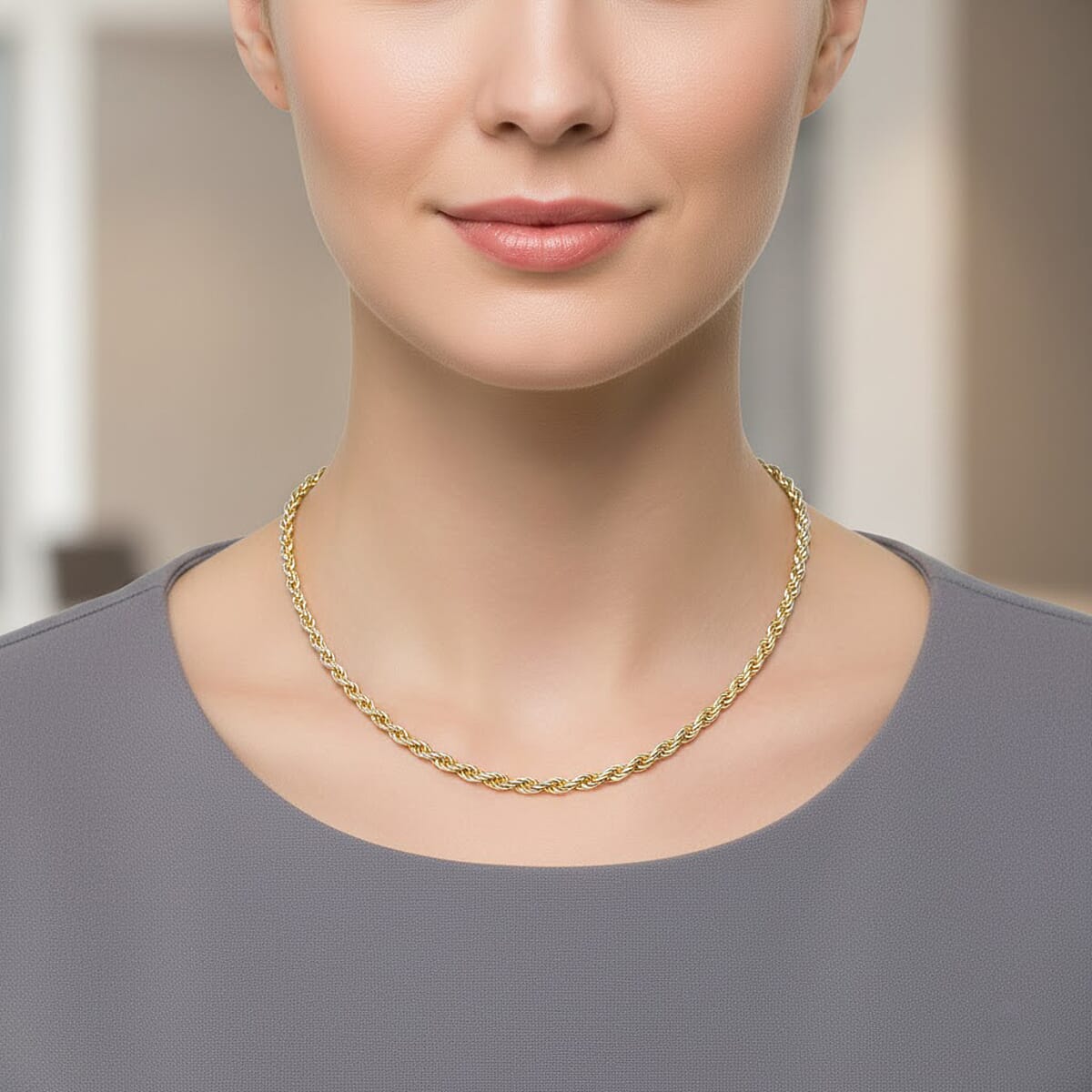 Italian Chain Necklace in 14K YG Over and Sterling Silver 9.03 Grams 20 Inches image number 2