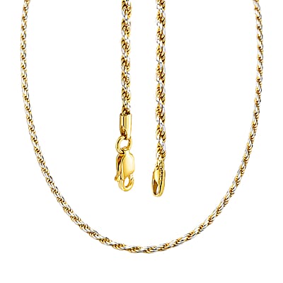 Italian Rope Chain Necklace in 14K YG Over and Sterling Silver 9.03 Grams 20 Inches