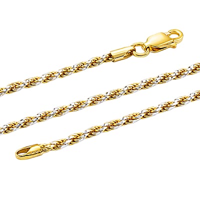 Italian Rope Chain Necklace in 14K YG Over and Sterling Silver 9.03 Grams 20 Inches