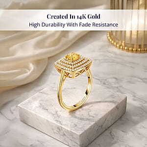 Luxoro AAA Madagascar Yellow Sapphire and G-H I2 Diamond 1.35 ctw Ring in 14K Yellow Gold (Size 10.0)