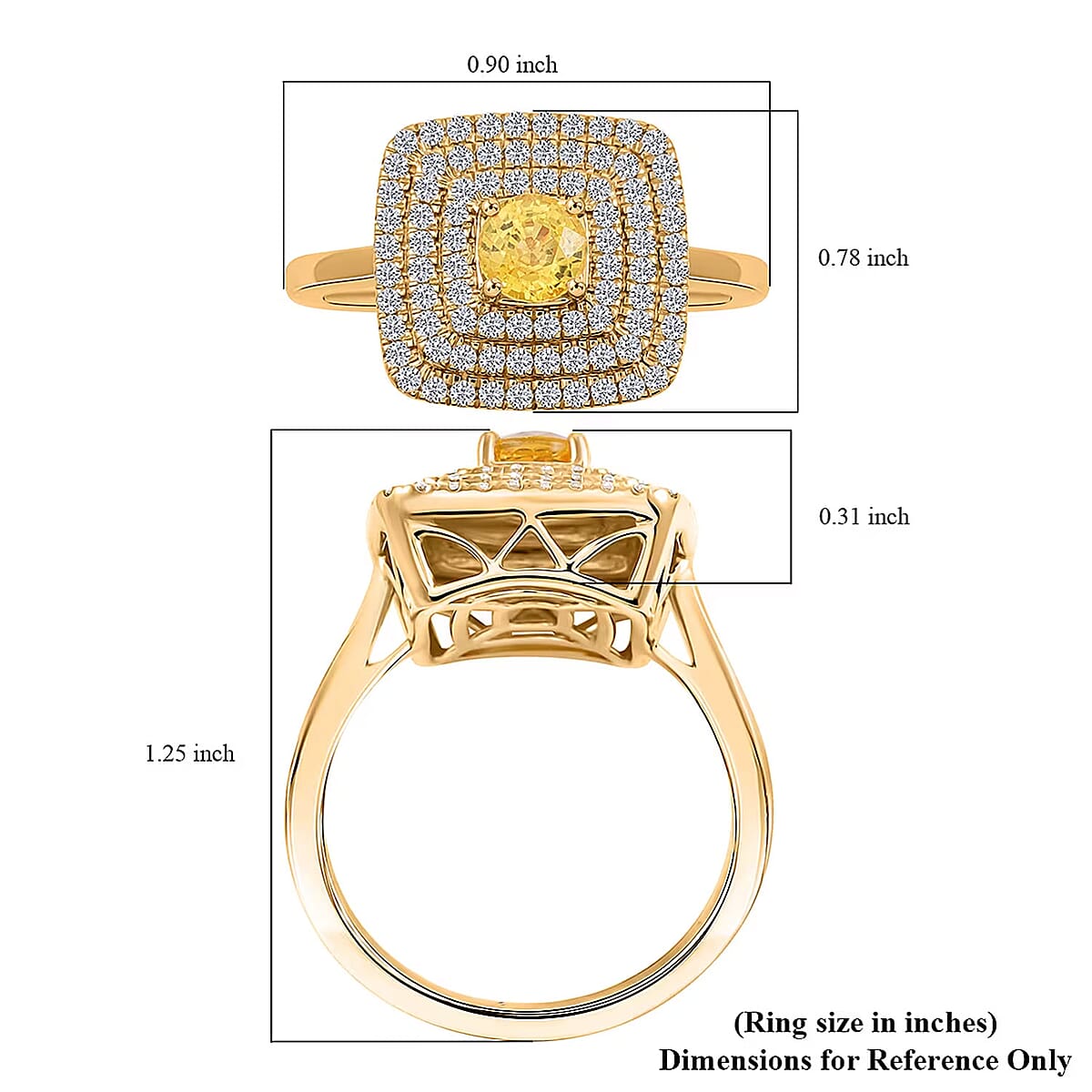 Luxoro 14K Yellow Gold AAA Madagascar Yellow Sapphire, Diamond (G-H, I2) (0.48 cts) Ring (Size 10.5) 1.35 ctw image number 5