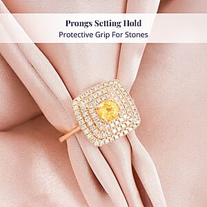 Luxoro 14K Yellow Gold AAA Madagascar Yellow Sapphire, Diamond (G-H, I2) (0.48 cts) Ring (Size 11.0) 1.35 ctw