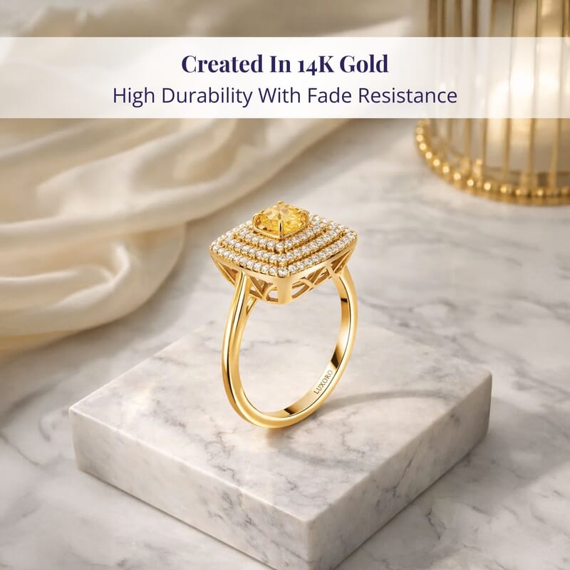 Luxoro AAA Madagascar Yellow Sapphire and G-H I2 Diamond 1.35 ctw Ring in 14K Yellow Gold (Size 7.0)