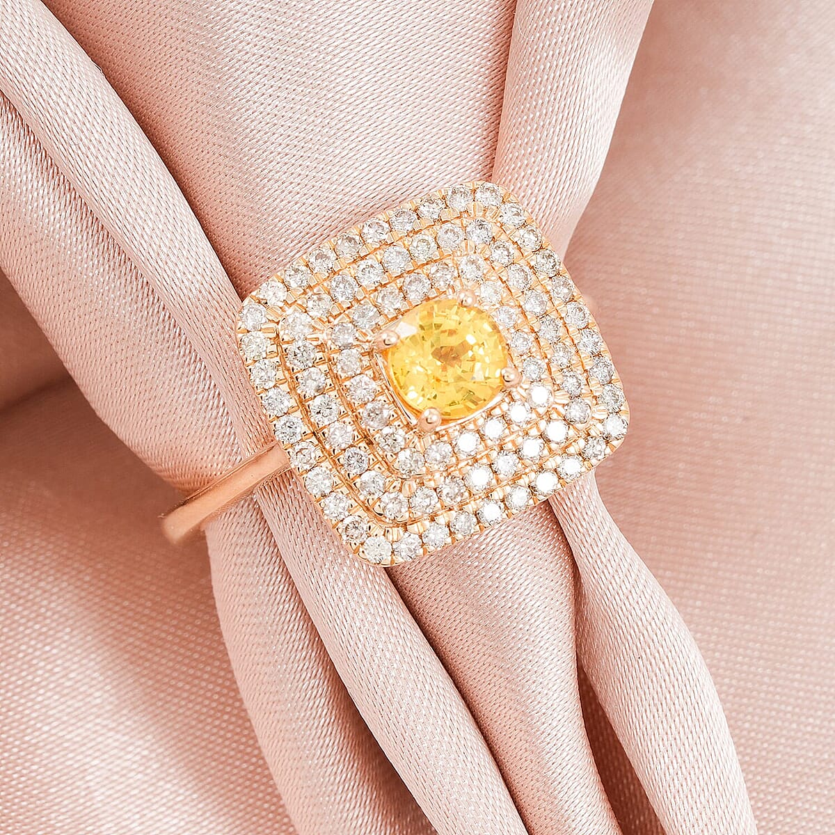 Luxoro AAA Madagascar Yellow Sapphire and G-H I2 Diamond 1.35 ctw Ring in 14K Yellow Gold (Size 8.0) image number 1