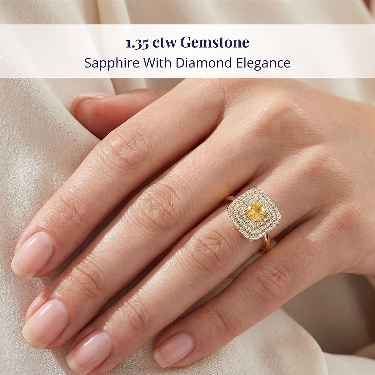 Luxoro 14K Yellow Gold AAA Madagascar Yellow Sapphire, Diamond (G-H, I2) (0.48 cts) Ring (Size 8.5) 1.35 ctw image number 1