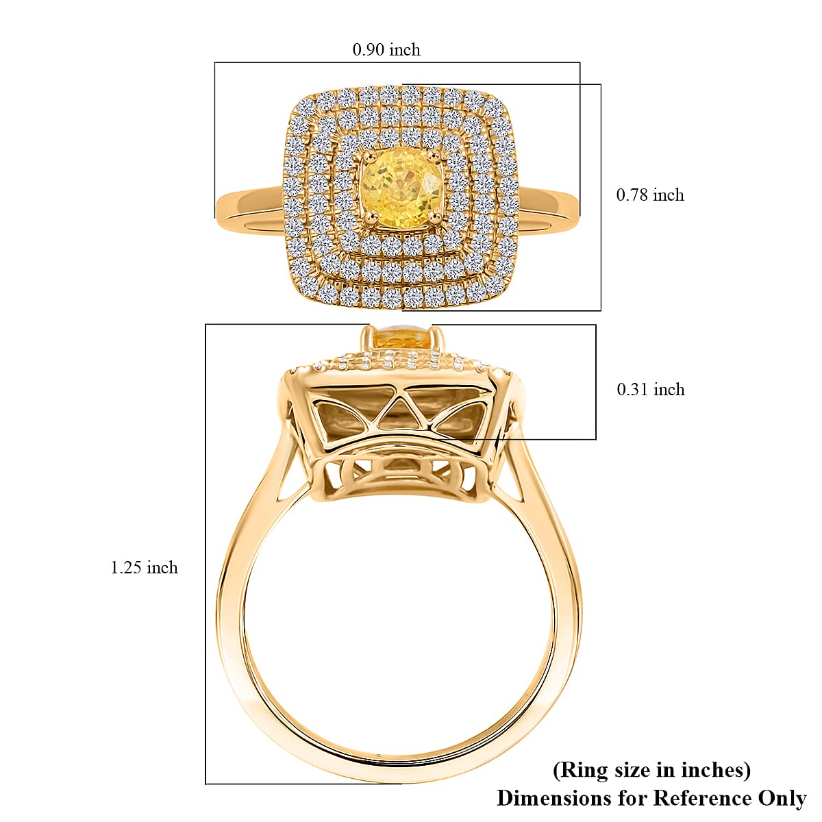 Luxoro AAA Madagascar Yellow Sapphire and G-H I2 Diamond 1.35 ctw Ring in 14K Yellow Gold (Size 9.0) image number 5