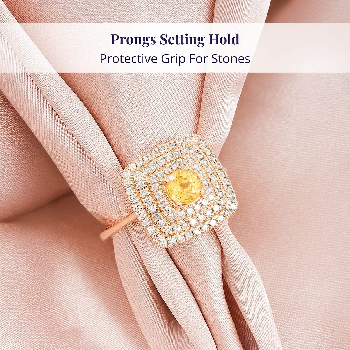 Luxoro 14K Yellow Gold AAA Madagascar Yellow Sapphire, Diamond (G-H, I2) (0.48 cts) Ring (Size 9.5) 1.35 ctw image number 3